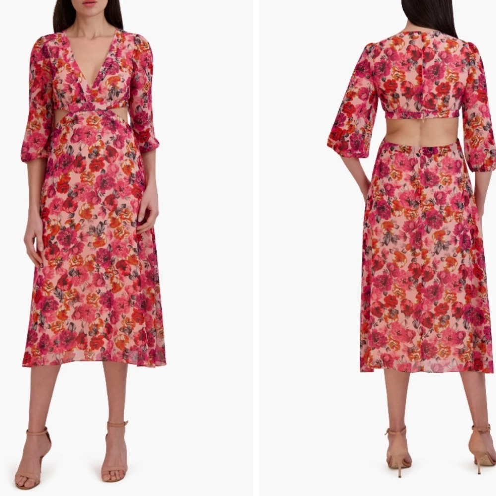 Julia Jordan Floral Cutout Midi Dress Size 16